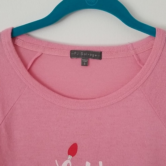 PJ Salvage Let's Flamingle Pink Long Sleeve Top-S - Picture 3 of 12